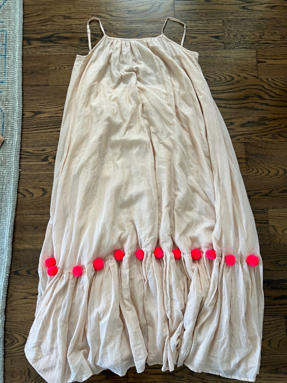 Light Pink Backless Pom-Pom Maxi Dress